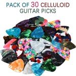 Cheerock 30 Pack Celluloid Guitar Picks - Random Colors