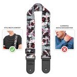 Skull Guitar Strap with Leather Ends for All Guitars