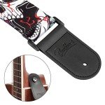 Skull Guitar Strap with Leather Ends for All Guitars