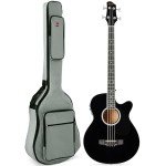 Acoustic Electric Bass Guitar with Gig Bag - Black