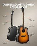 Donner 41" Beginner Acoustic Guitar Bundle - Sunburst