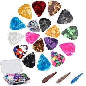 21 Pack Colorful Guitar Picks with Storage Box