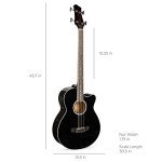Acoustic Electric Bass Guitar with Gig Bag - Black