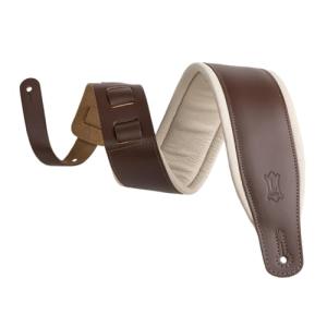 Levy's 3" Amped Leather Guitar Strap - Brown/Cream