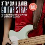 Levy's 3" Amped Leather Guitar Strap - Brown/Cream