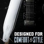 Levy's 3" Amped Leather Guitar Strap - Brown/Cream