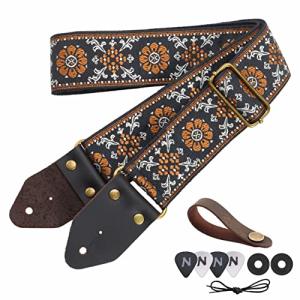 Nefelibata Jacquard Guitar Strap with Leather Ends