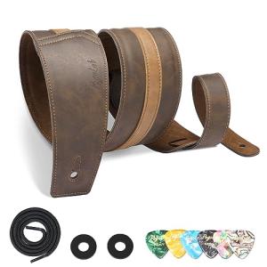 POGOLAB Foam Padded Leather Guitar Strap - Brown