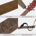 POGOLAB Foam Padded Leather Guitar Strap - Brown