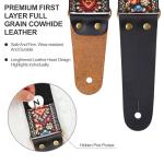 Nefelibata Embroidered Cotton Guitar Strap - Saffron