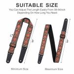 Nefelibata Embroidered Cotton Guitar Strap - Saffron