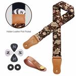 Japanese Cotton Guitar Strap with Accessories - Pomegranate Flower