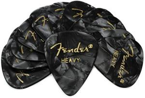 Fender 351 Heavy Celluloid Guitar Picks, Black Moto