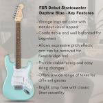 Fender Squier Stratocaster Electric Guitar Bundle - Daphne Blue