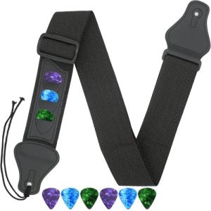 Qivorimith Guitar Strap with Picks and Holders