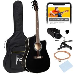 41in Beginner Acoustic Guitar Starter Set - Black