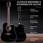 41in Beginner Acoustic Guitar Starter Set - Black
