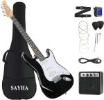 SAYHA 39 Inch Electric Guitar Starter Kit Black