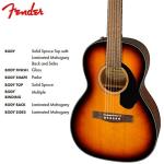 Fender CP-60S Parlor Acoustic Guitar - Sunburst