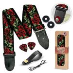 Rose Flower Guitar Strap with Bonus Picks & Locks