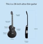 Natasha 38-inch Carbon Fiber Acoustic Guitar - Black