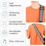 Qivorimith Black White Grid Guitar Strap with Picks