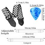 Qivorimith Black White Grid Guitar Strap with Picks