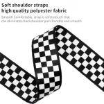 Qivorimith Black White Grid Guitar Strap with Picks