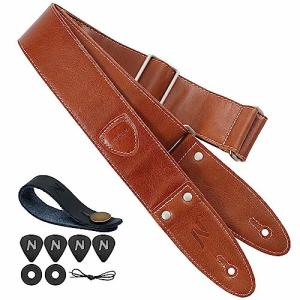 Nefelibata 2" Leather Guitar Strap with Picks