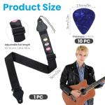 Yuomeaz Black Acoustic Guitar Strap with Picks