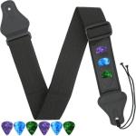Qiifaiikooii Black Guitar Strap with Pick Holders