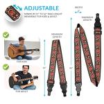 Adjustable Red Vintage Guitar Strap with Picks