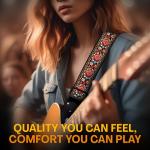 Adjustable Red Vintage Guitar Strap with Picks