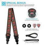 Adjustable Red Vintage Guitar Strap with Picks
