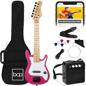 Kids 30in Electric Guitar Starter Kit - Pink Sparkle