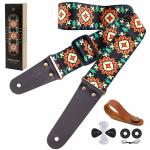 Nefelibata Sunflower Guitar Strap with Leather Ends