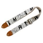 Cute Comic Cat Cotton and Leather Guitar Strap