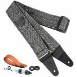 Nefelibata Soft Leather Guitar Strap with Picks