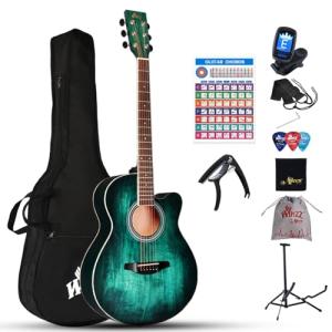 Winzz 40-Inch Blue-Green Acoustic Guitar for Beginners