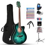 Winzz 40-Inch Blue-Green Acoustic Guitar for Beginners