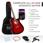 Beginner Acoustic Guitar Starter Set with Case - Red