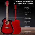 Beginner Acoustic Guitar Starter Set with Case - Red