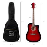 Beginner Acoustic Guitar Starter Set with Case - Red