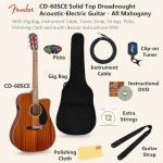 Fender CD-60SCE All Mahogany Acoustic-Electric Guitar Bundle