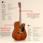 Fender CD-60SCE All Mahogany Acoustic-Electric Guitar Bundle