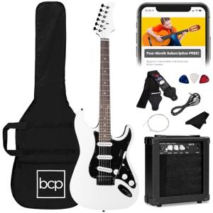 Beginner Electric Guitar Kit with Accessories - White