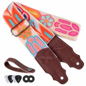 YIKOKO 2" Soft Wool Guitar Strap with Leather Ends