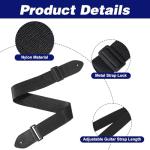 Adjustable Black Guitar Strap with Picks and Locks