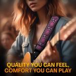 Adjustable Pink Guitar Strap with Picks and Locks