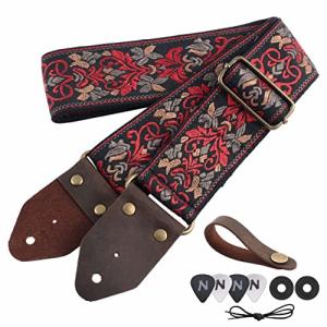Nefelibata Retro Red Flower Guitar Strap
